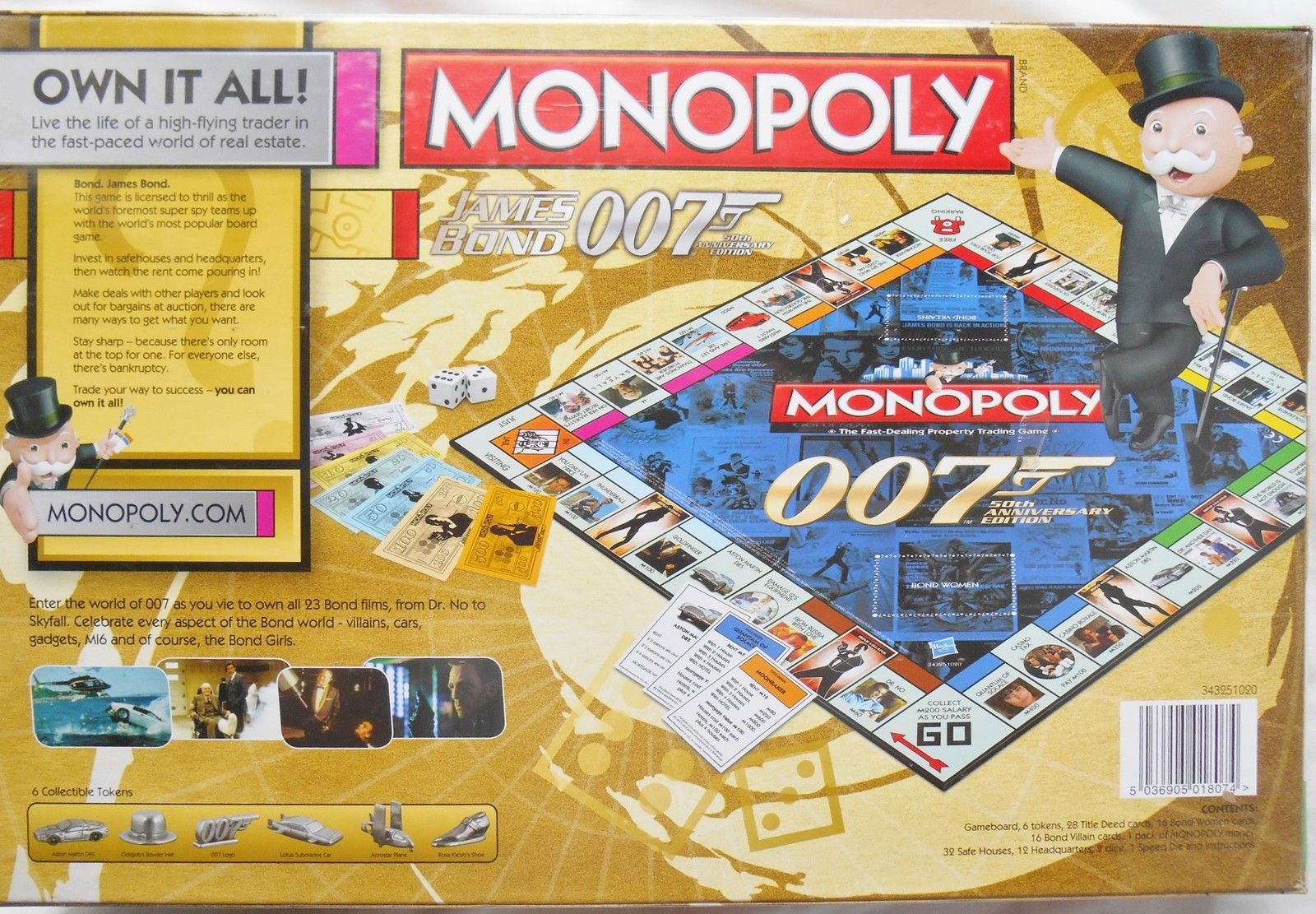 Arrière de la boite du Monopoly James Bond 007 - 50e anniversaire