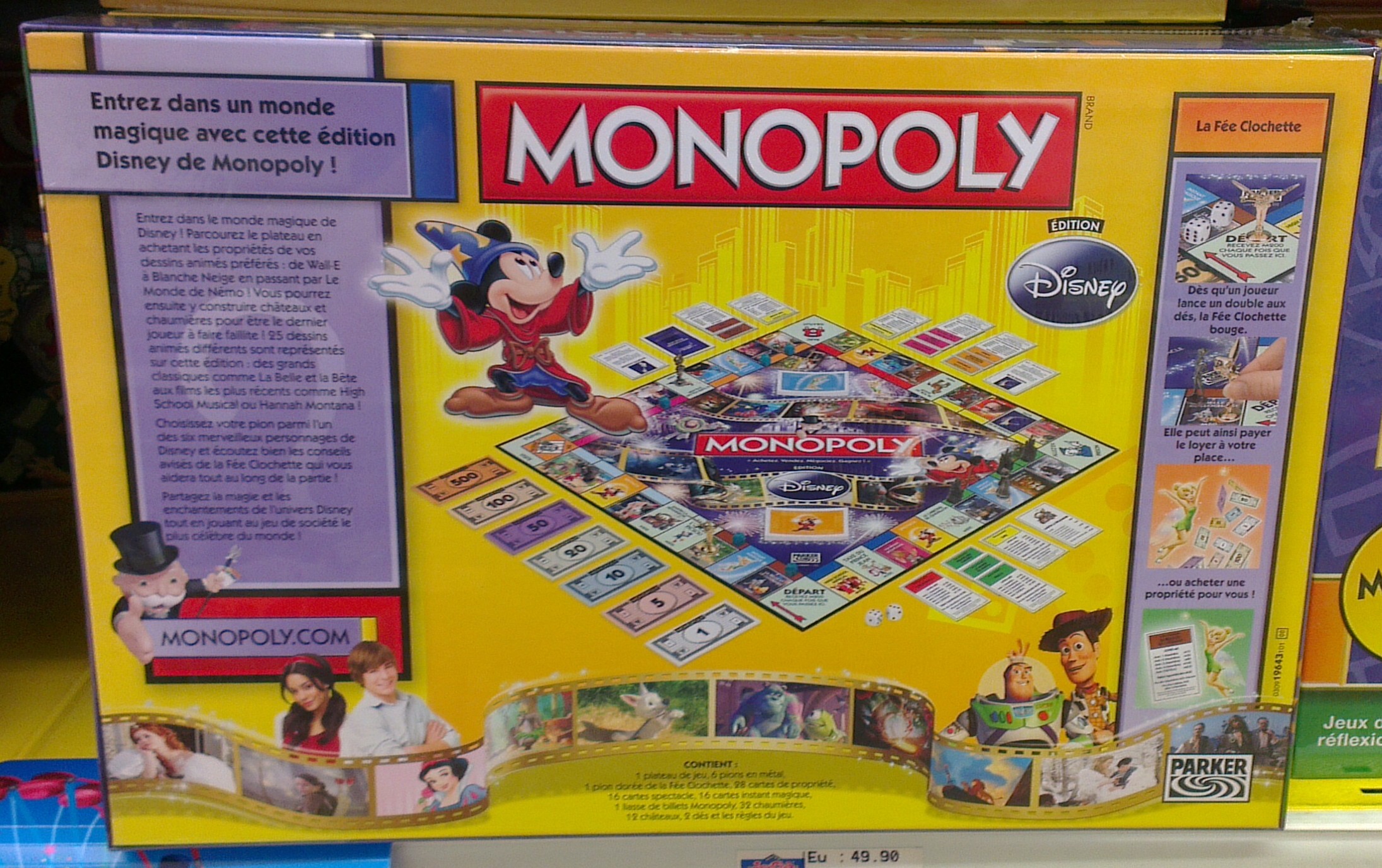 Arrière de la boite du Monopoly Disney