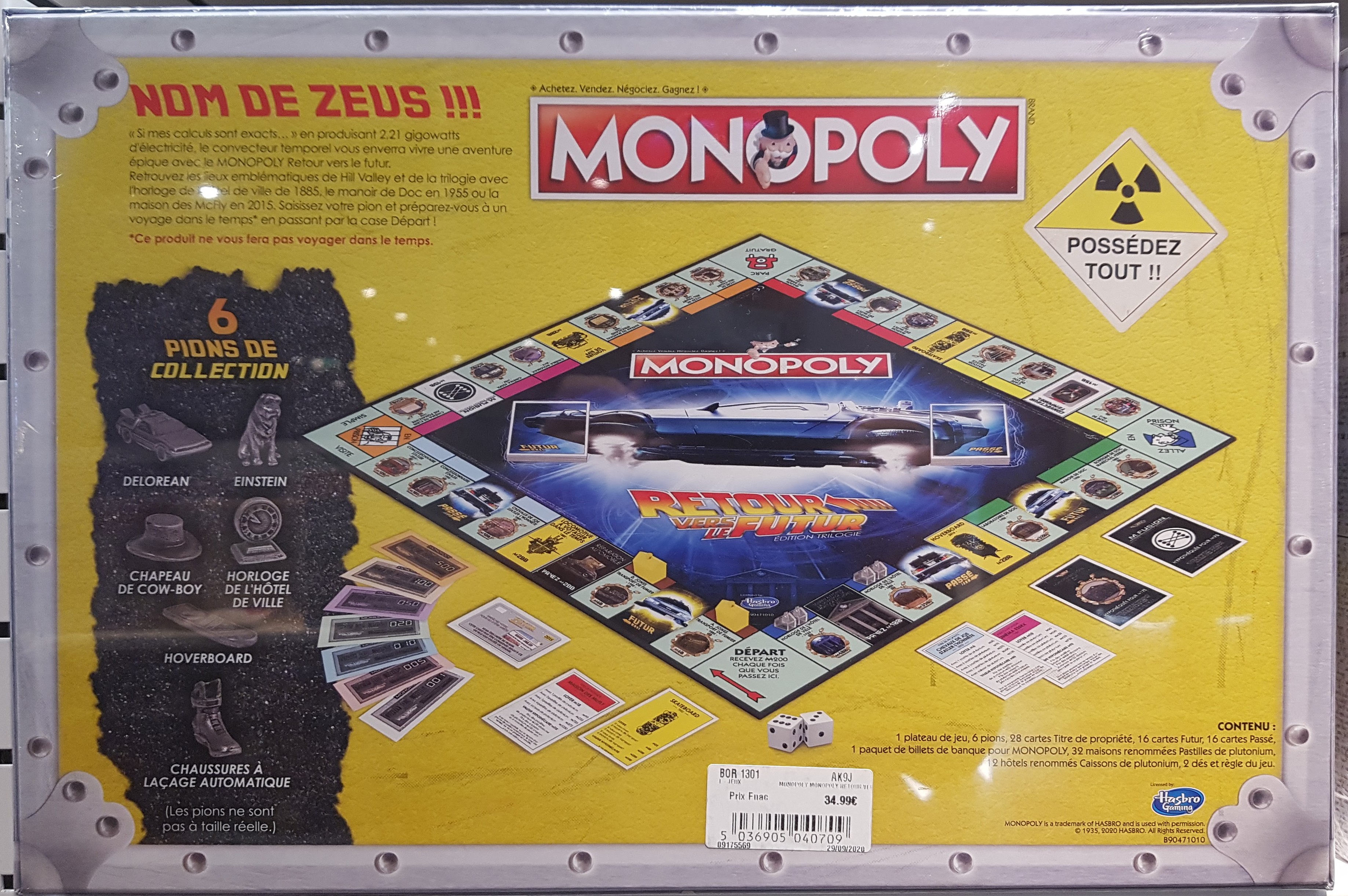 Arrière de la boite du Monopoly Retour Vers Le Futur