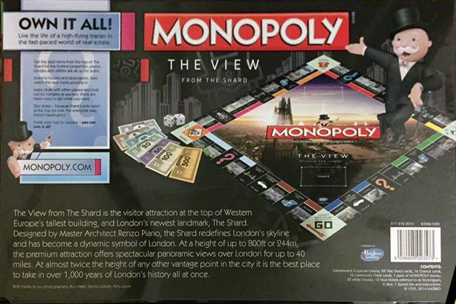 Arrière de la boite du Monopoly The View from The Shard