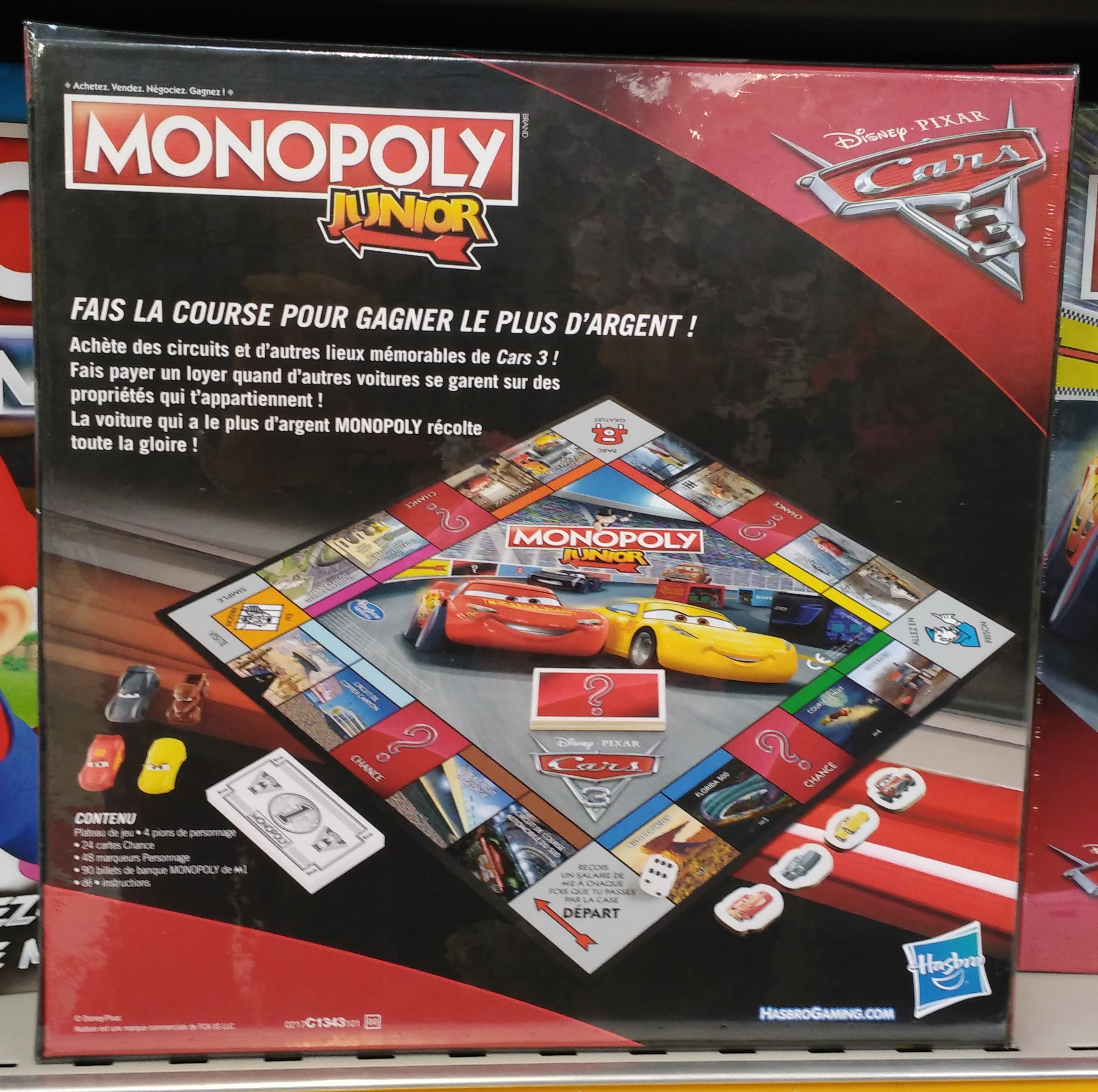 Arrière de la boite du Monopoly Cars 3