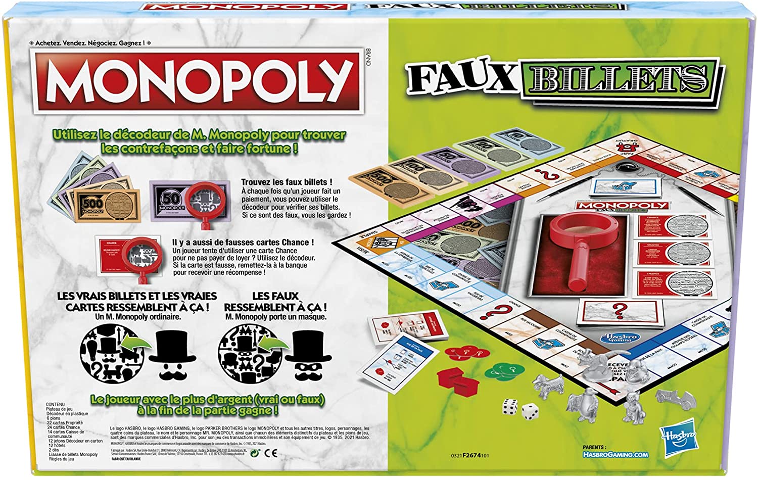 Arrière de la boite du Monopoly Faux billets