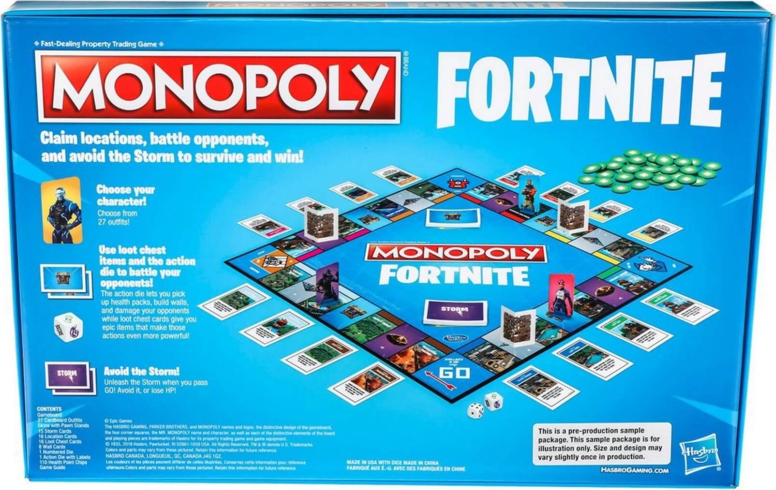 Arrière de la boite du Monopoly Fortnite