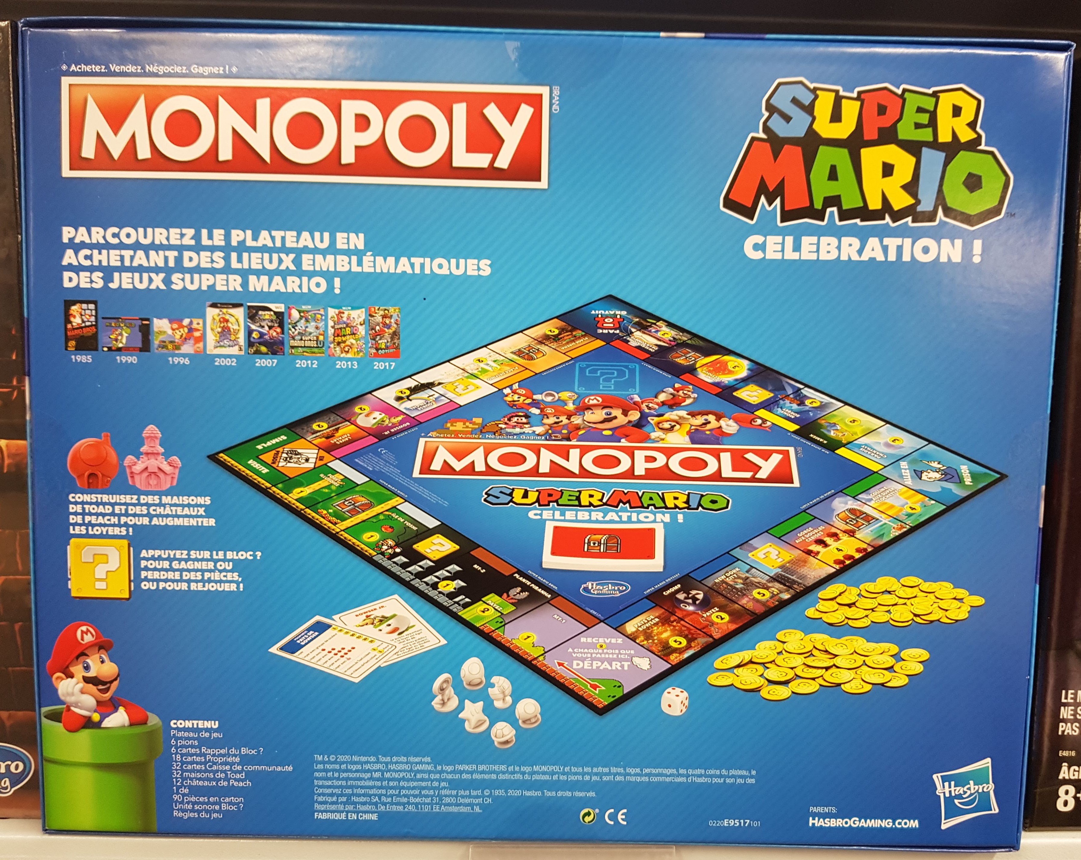 Arrière de la boite du Monopoly Super Mario Celebration