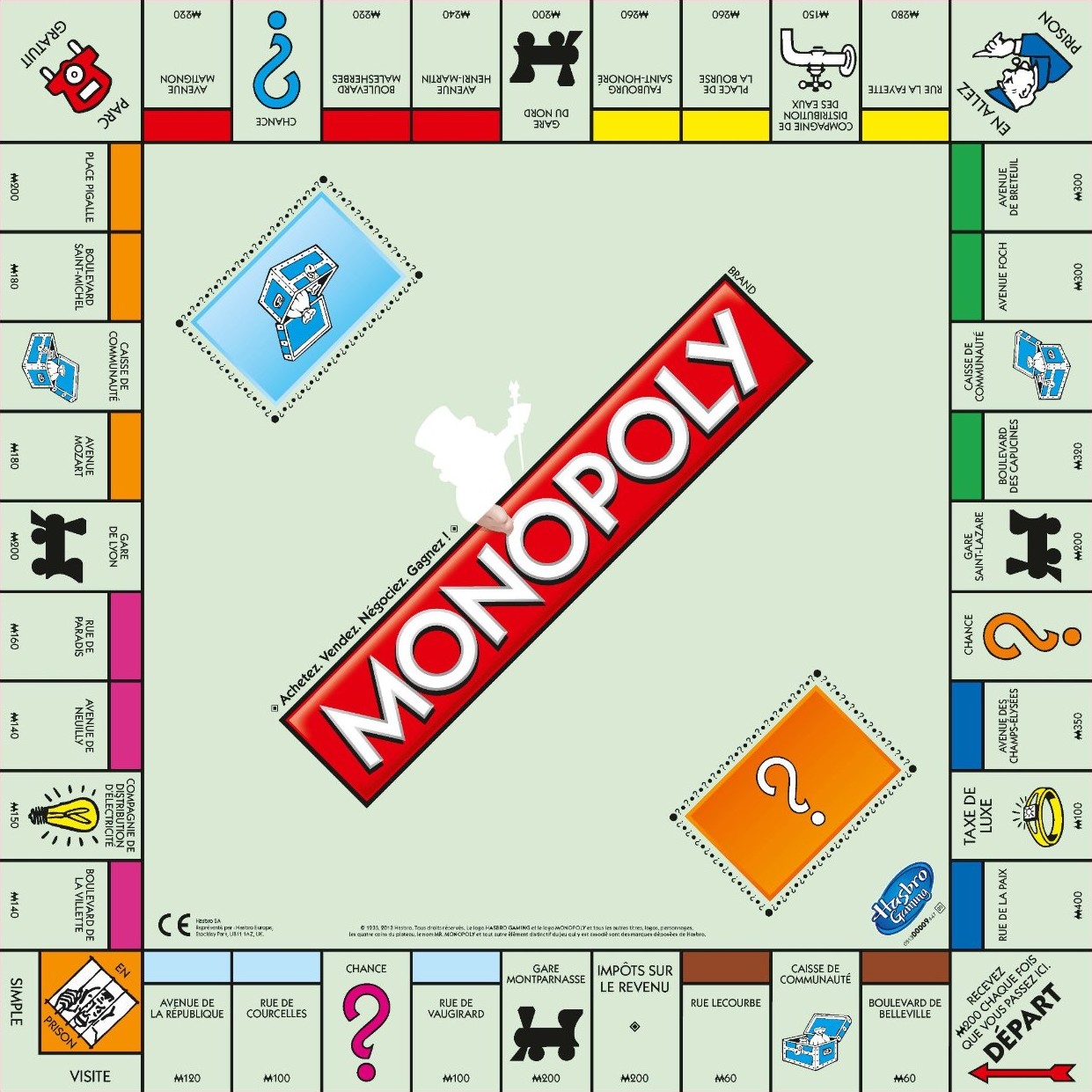 Plateau du Monopoly Classique - version 2014-2016