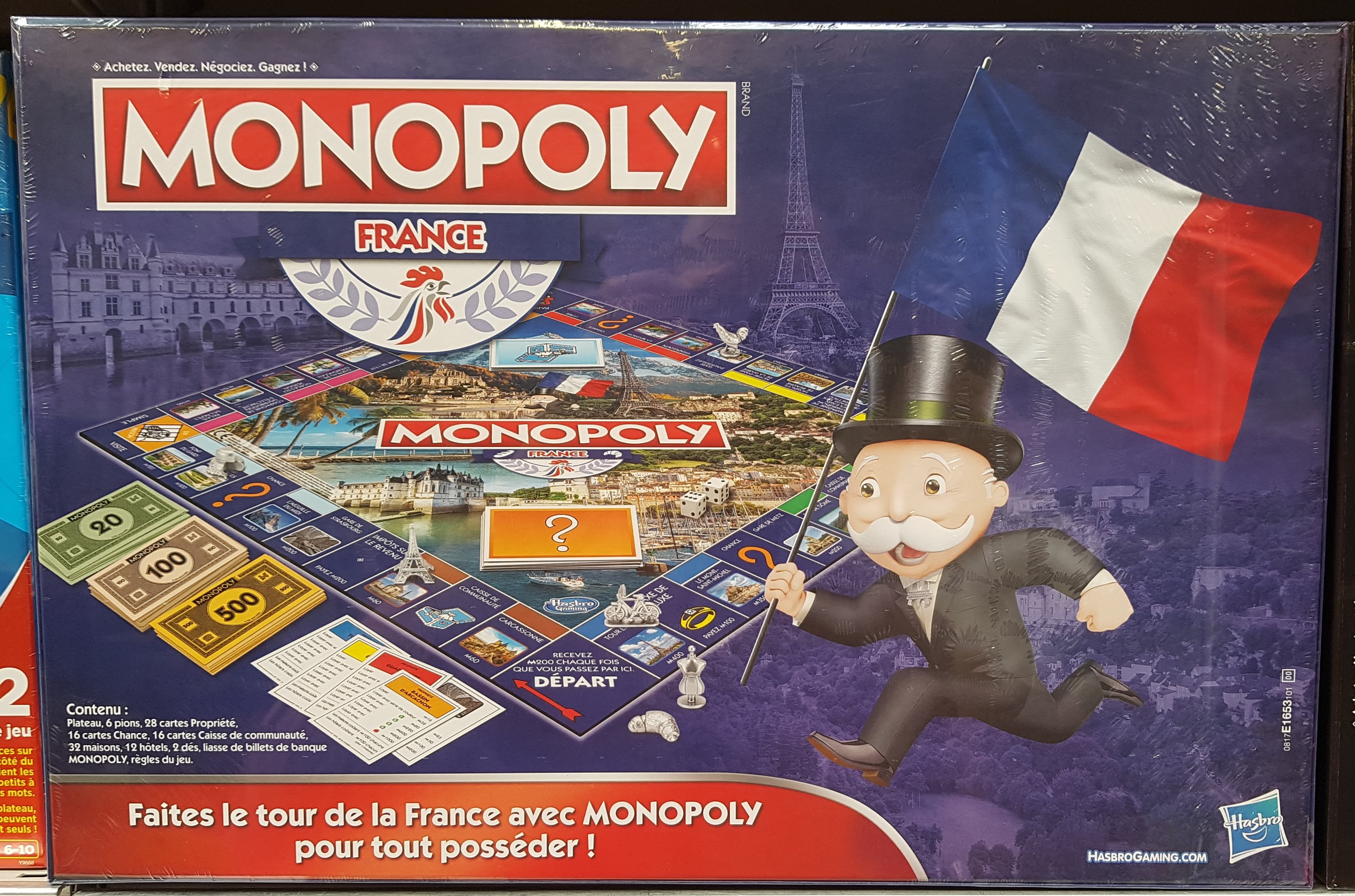 Arrière de la boite du Monopoly France 2018
