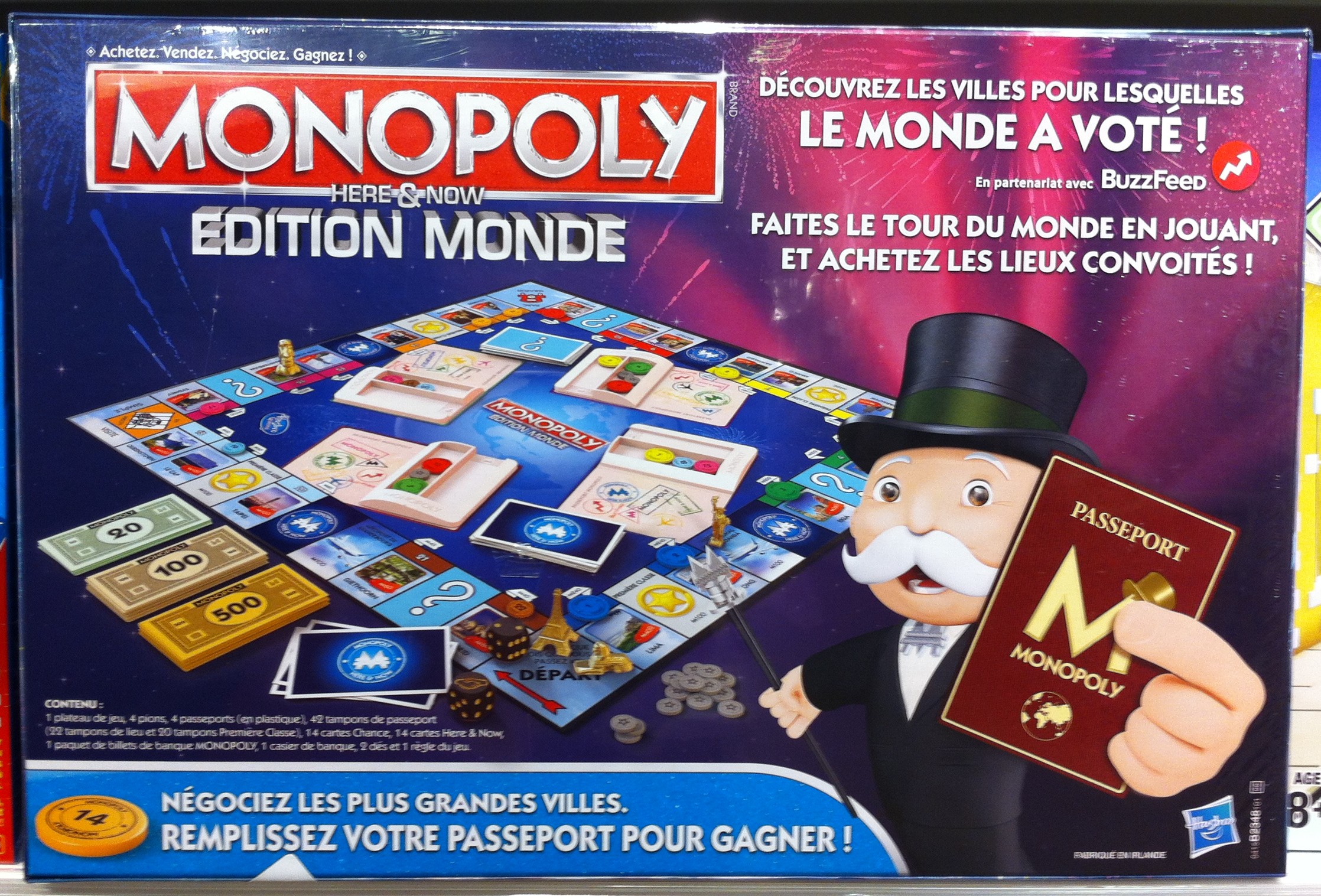 Arrière de la boite du Monopoly Monde (version 2015)