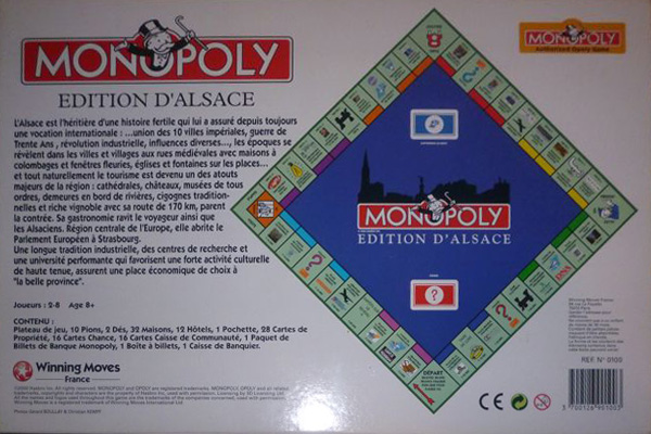 Arrière de la boite du Monopoly Alsace
