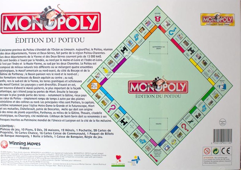 Arrière de la boite du Monopoly Poitou