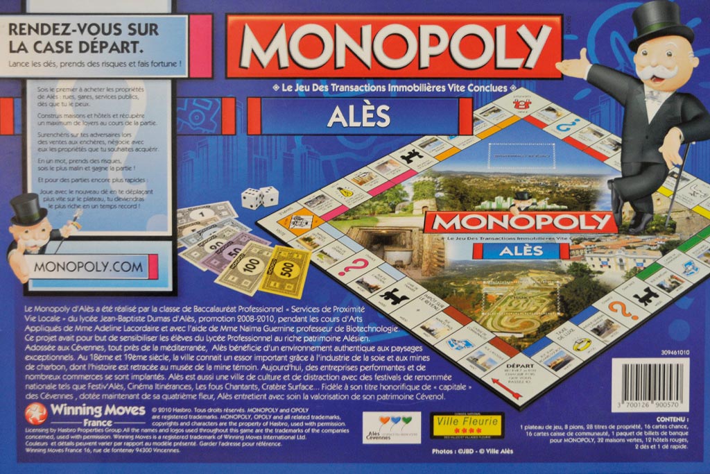 Arrière de la boite du Monopoly Alès