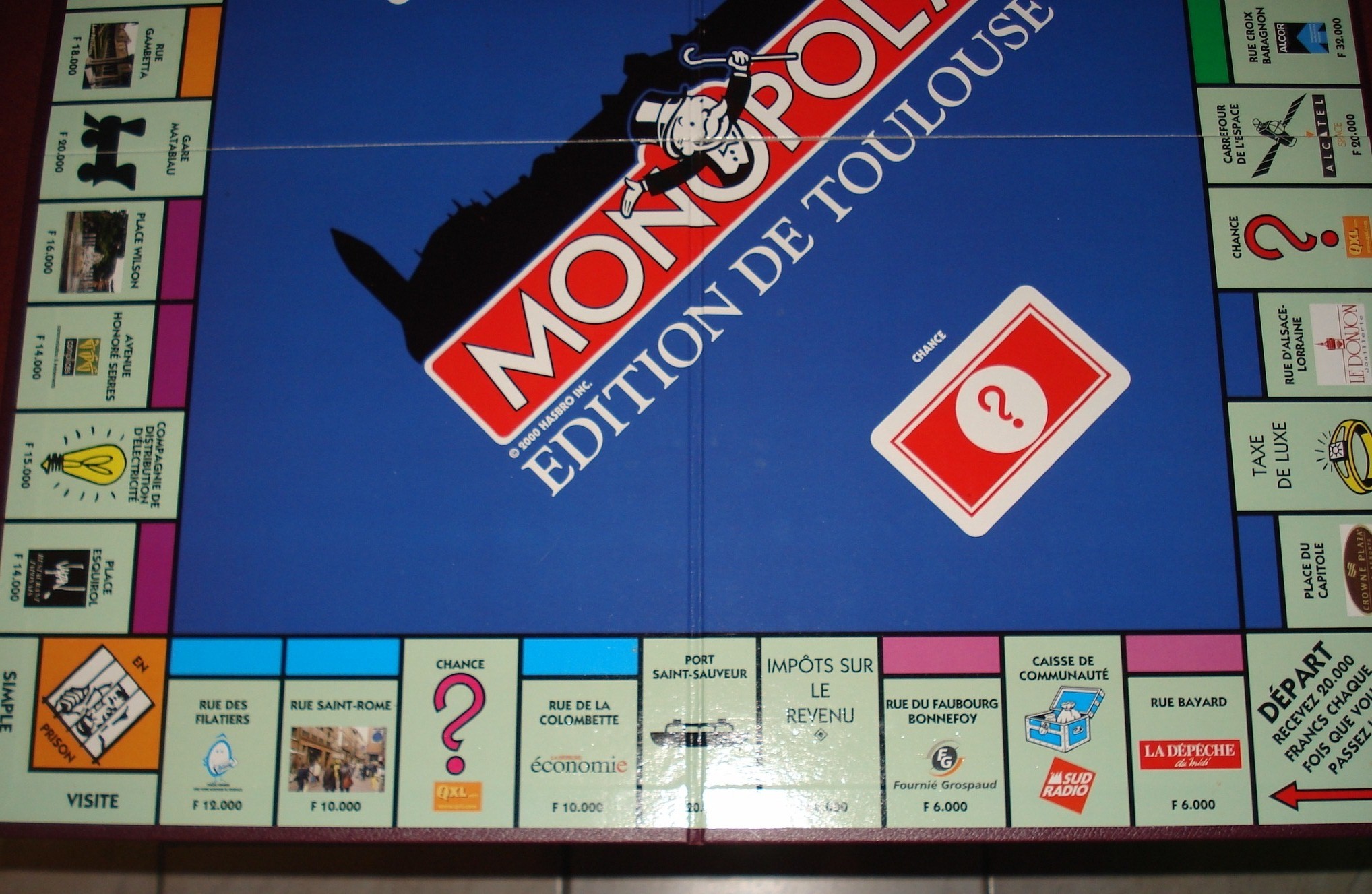 Première partie du plateau du Monopoly Toulouse (version 1)