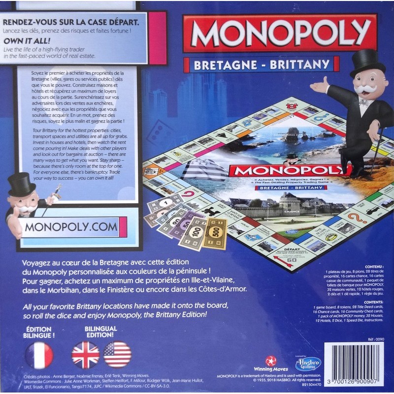 Arrière de la boite du Monopoly Bretagne - Brittany