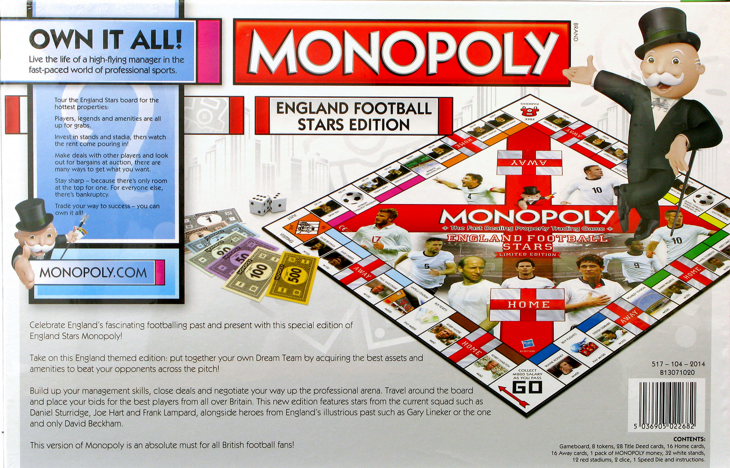 Arrière de la boite du Monopoly England Football Stars
