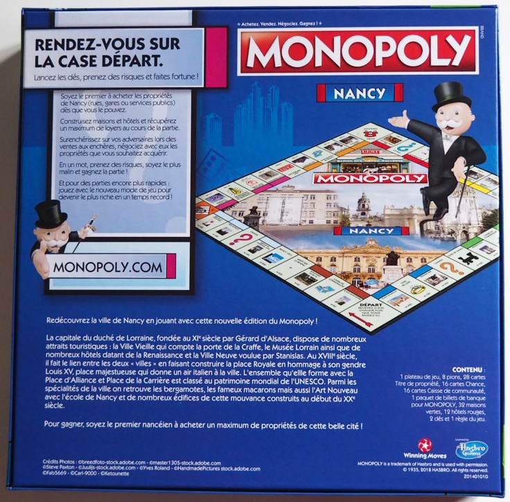 Arrière de la boite du Monopoly Nancy