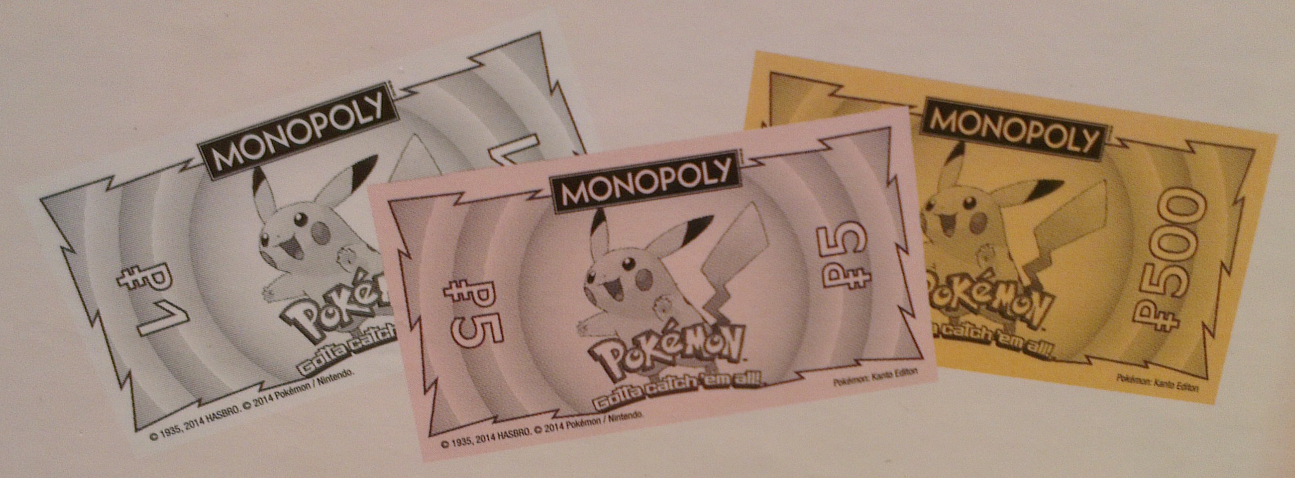 Billets du Monopoly Pokemon - Édition de Kanto