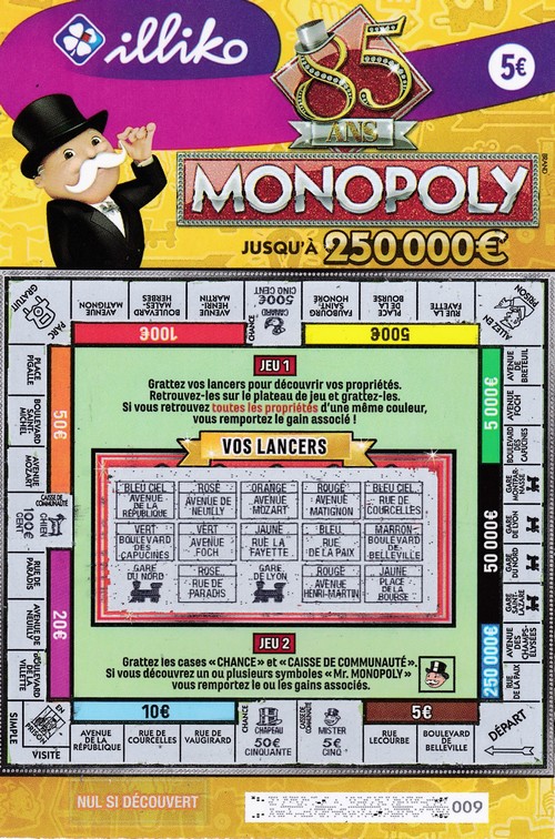 Ticket Monopoly gagnant