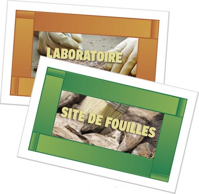 Dos des cartes « Laboratoire » et « Site de fouilles »