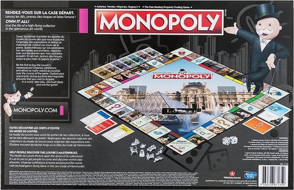 Arrière de la boite du Monopoly Louvre