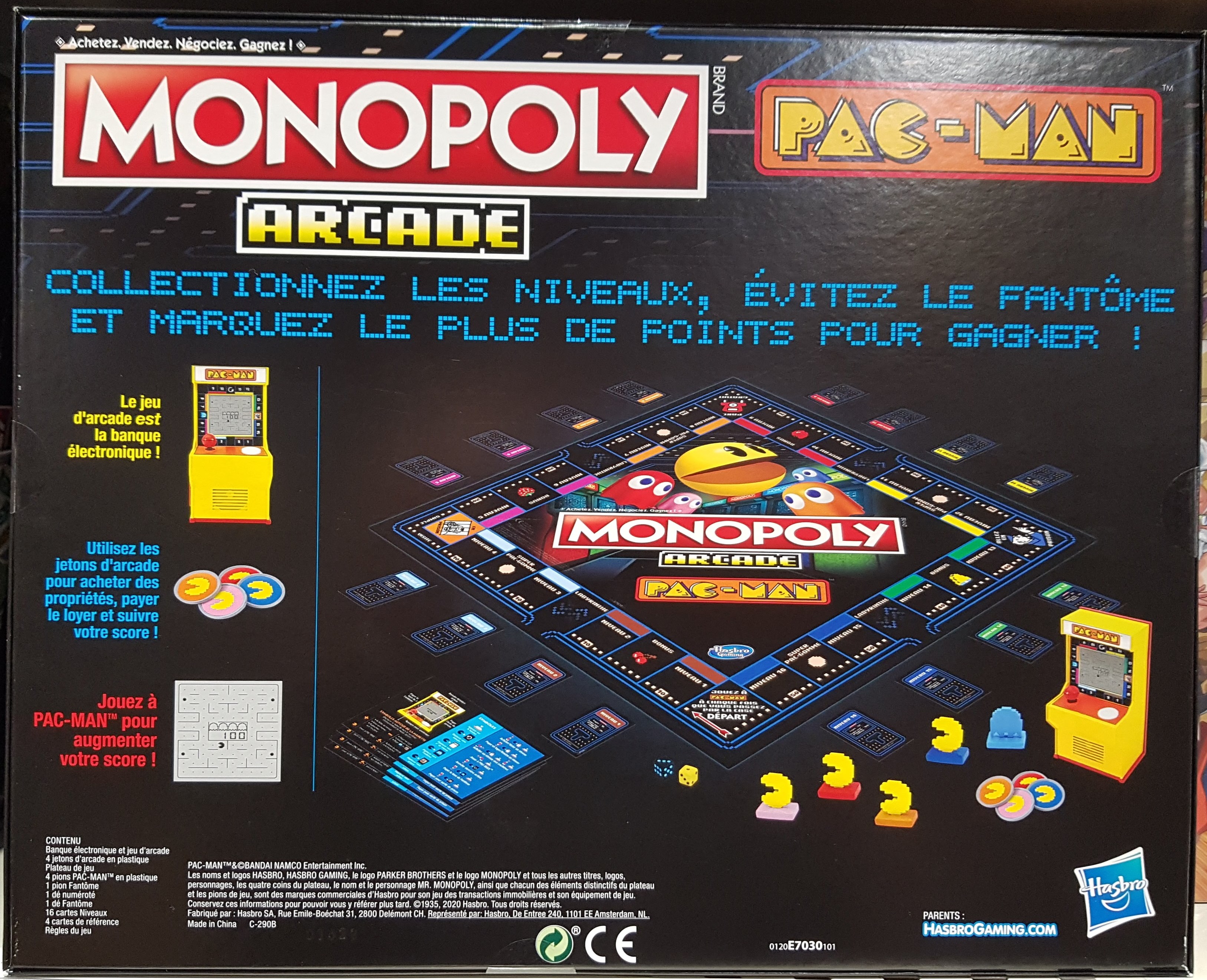 Arrière de la boite du Monopoly Arcade Pac-Man