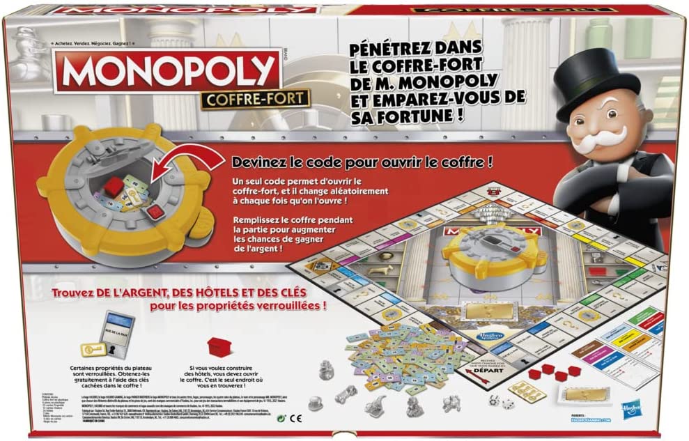 Arrière de la boite du Monopoly Coffre fort