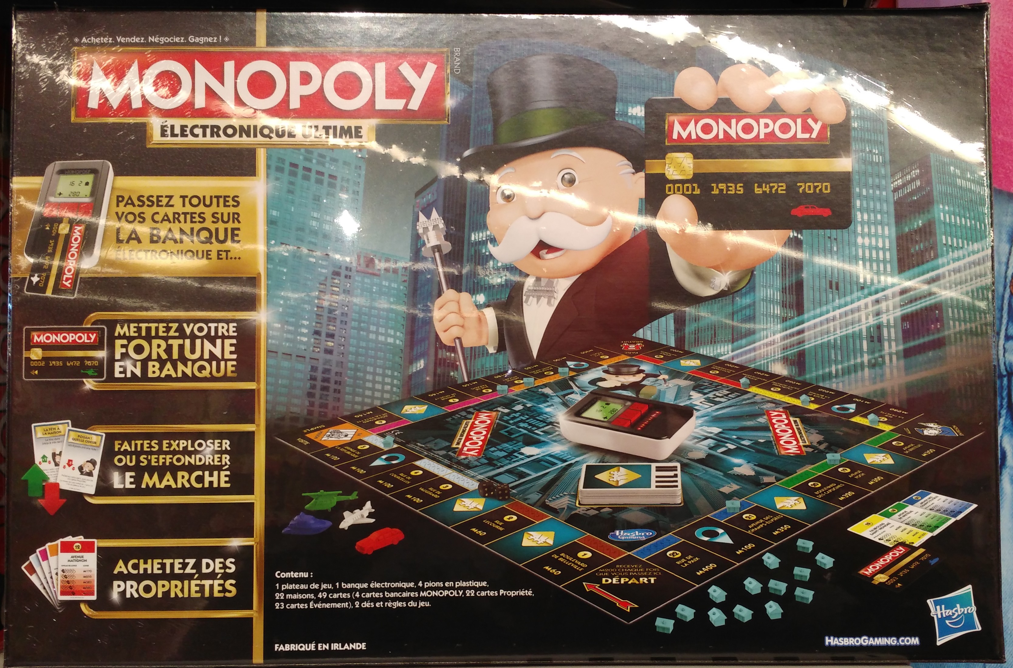 Arrière de la boite du Monopoly Electronique Ultime - Ultimate Banking