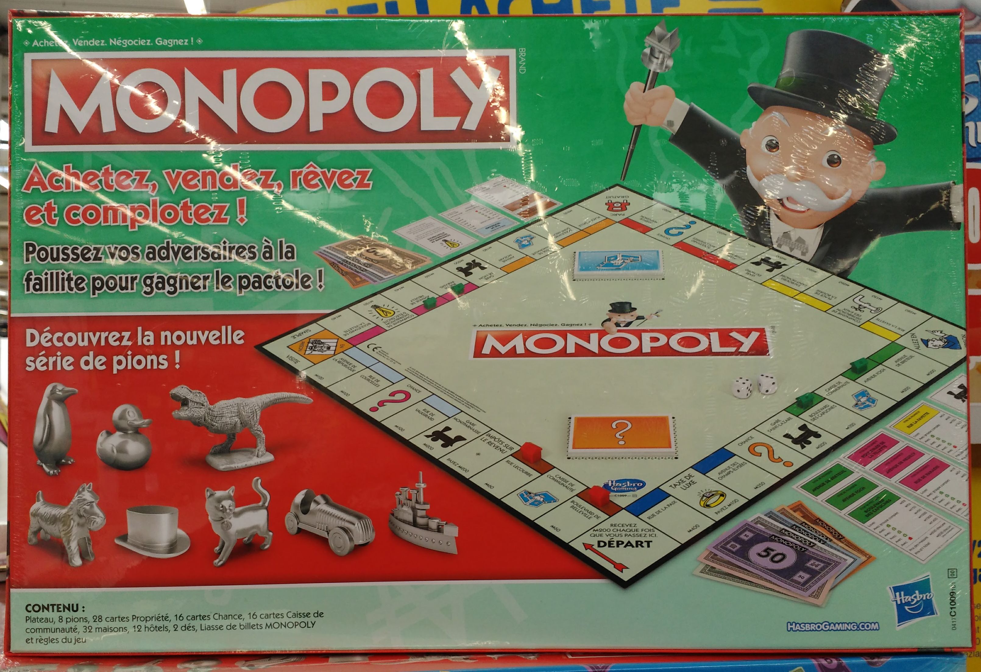 Arrière de la boite du Monopoly Classique - version 2017-2020