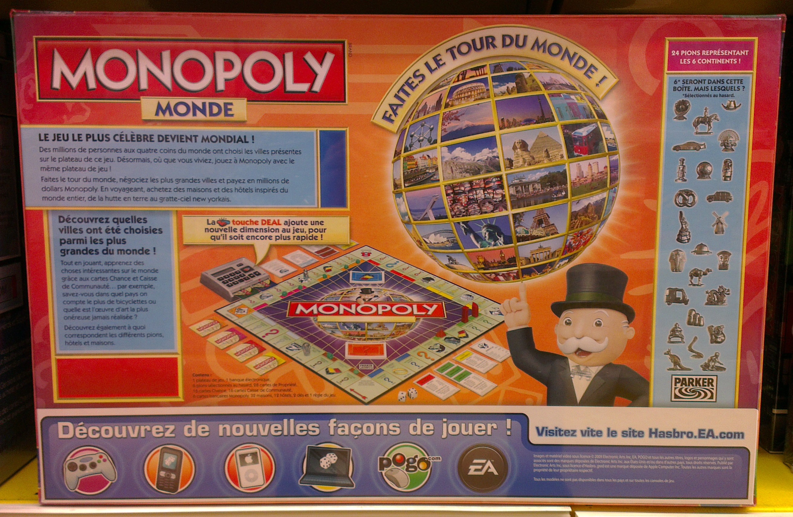 Arrière de la boite du Monopoly Monde