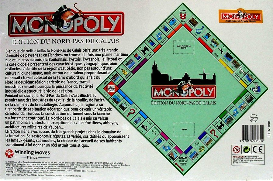 Arrière de la boite du Monopoly Nord - Pas-de-Calais