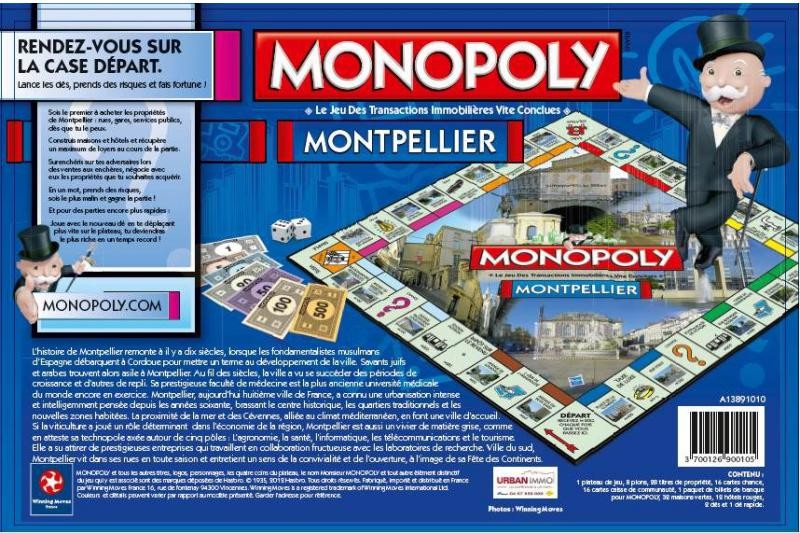 Arrière de la boite du Monopoly Montpellier (version 2)