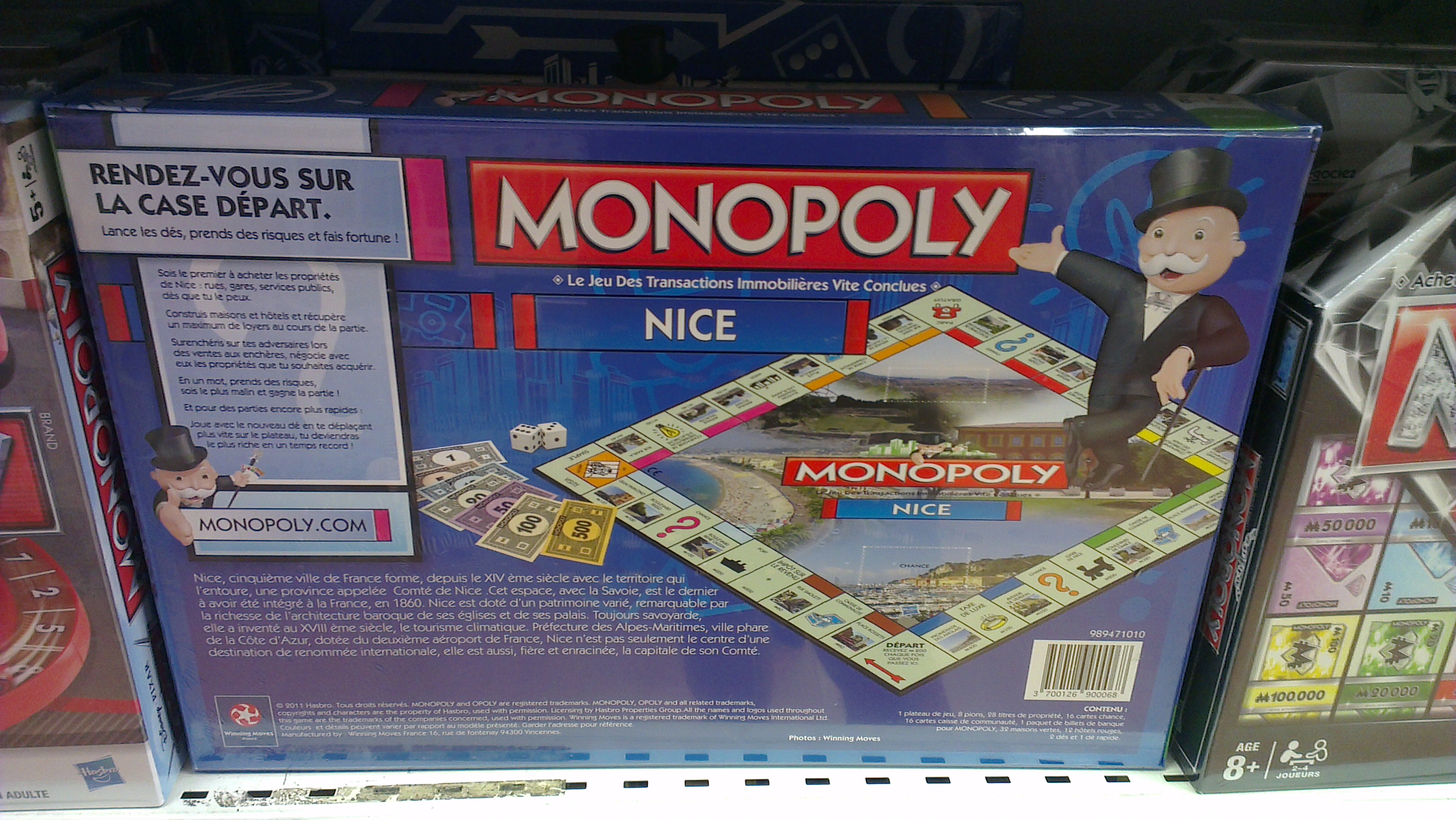 Arrière de la boite du Monopoly Nice (version 2)