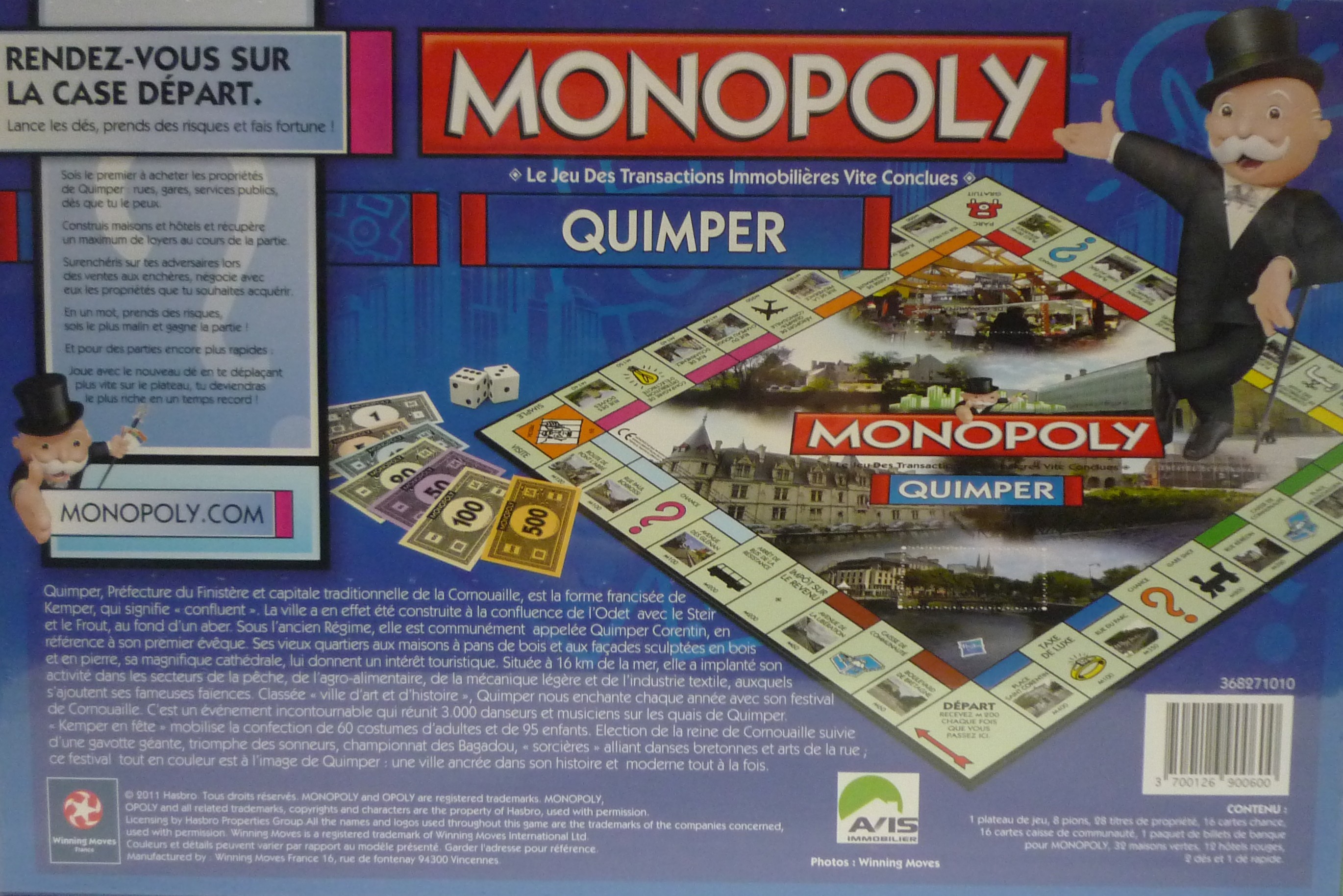 Arrière de la boite du Monopoly Quimper