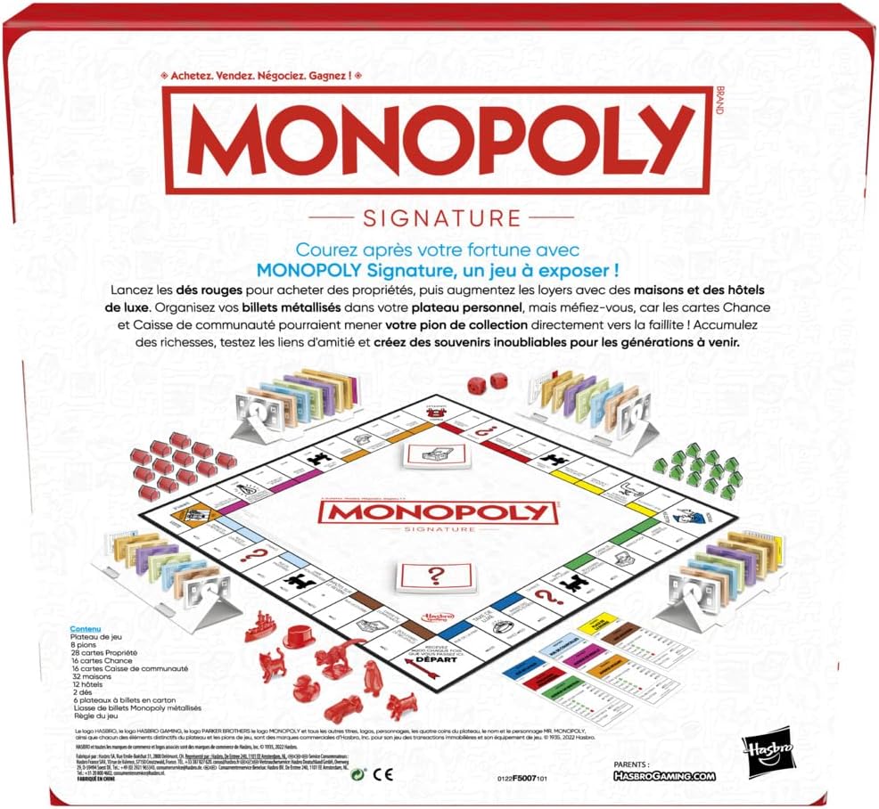 Arrière de la boite du Monopoly Signature